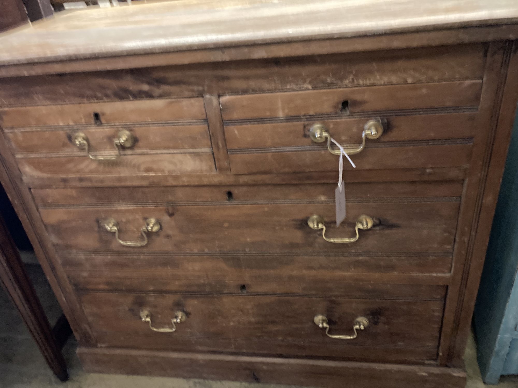 A late Victorian satin walnut chest, width 92cm, depth 48cm, height 78cm